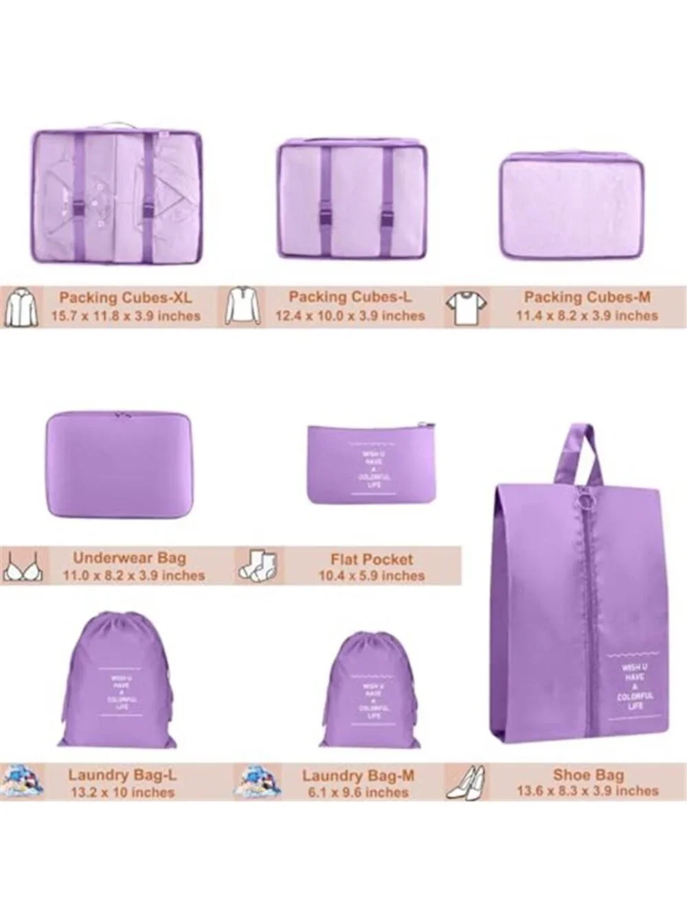 Travel Packing Cubes Set Luggage Organizer Bags Suitcase Compression Storage